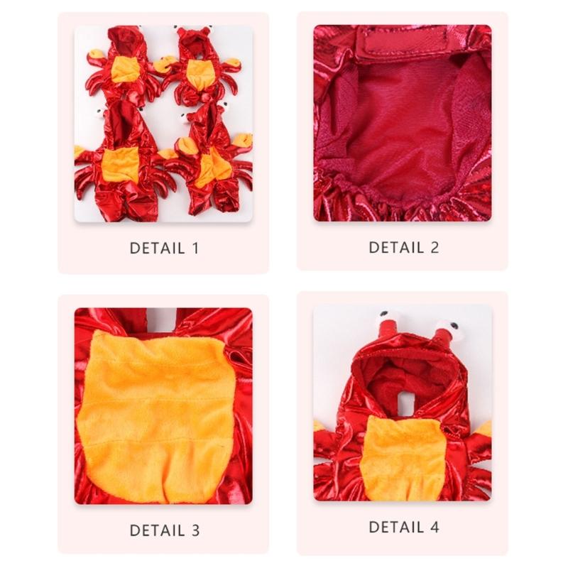 Dog Polyester Puppy Pet Small Dog Clothes, Cartoon Crab Costume Cold-Weather Pet Cartoon New Year Cosplay Dress Crab
