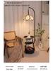 Chinese-Inspired Floor Lamp with Side Table and Storage, Perfect for Living Room Décor