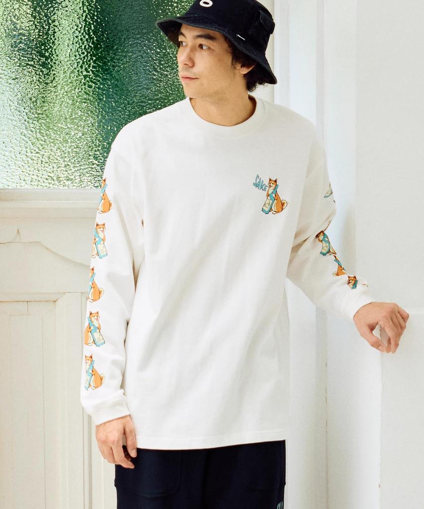 351907 Super Heavy USA/C Shiba Inu Drink Long Sleeve T-Shirt White M