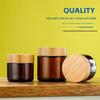 Brown Glass Eye & Face Cream Bottle with Bamboo Lid, Light-Proof, Travel Size