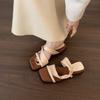 Temperament Square Head One Word Slipper with Sandals Women Platform Soft Sole Hundred with Skirt Roman Sandals