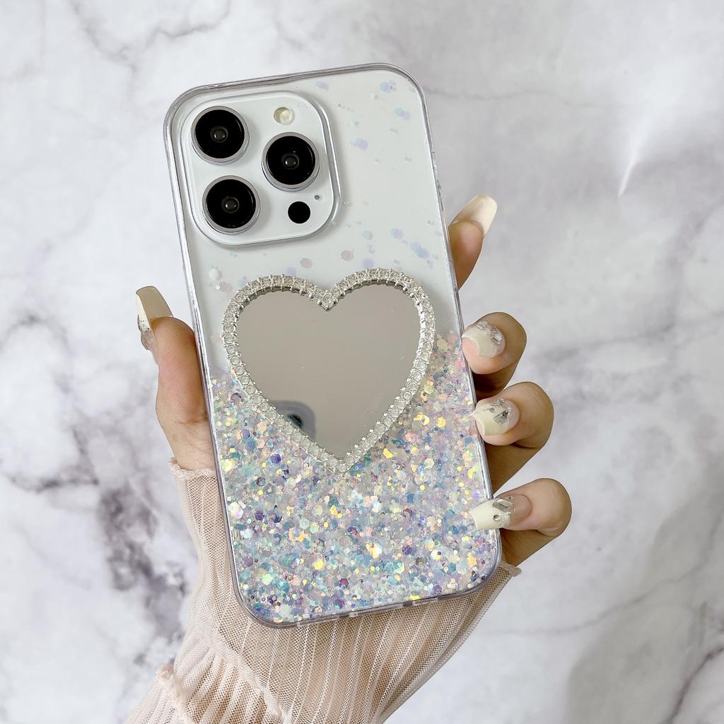 For iPhone 14 Pro Max Case Glow In The Dark Epoxy TPU Phone Cover Mirror Design