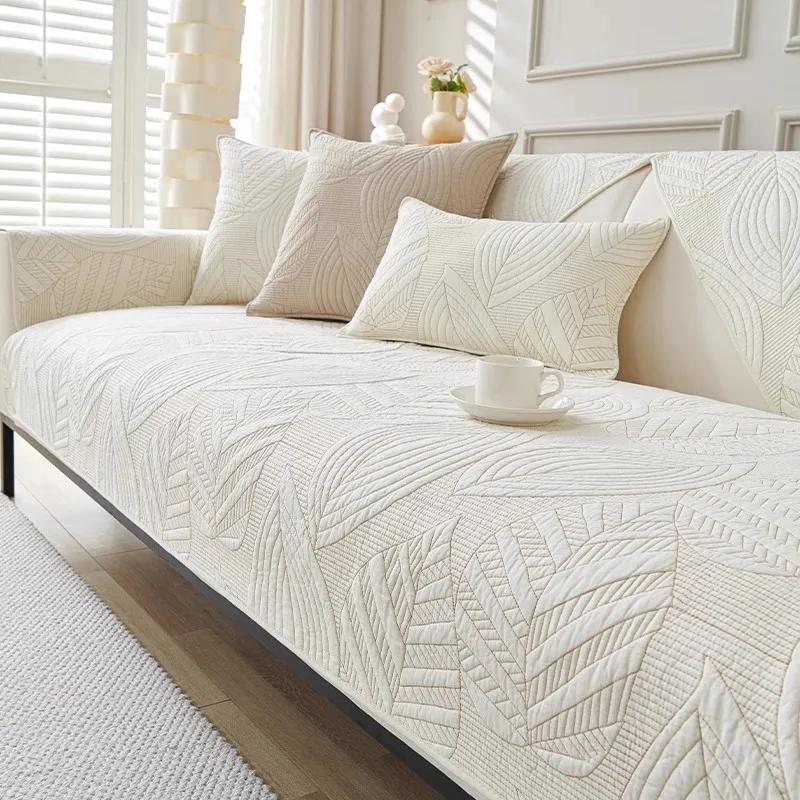 Nordic Thicken Cotton Sofa Cover Leaves Print Soft Warm Sofa Cushion for Living Room Non-slip Couch Towel Protector Home Decor