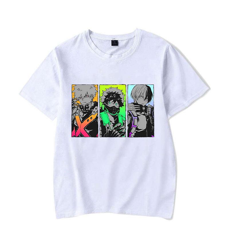 Neues Deku Bakugou Katsuki Todoroki Shoto Print T-Shirt Rundhals Locker Kurzarm Oberteil Anime Grafik Unisex Cooles Shirt