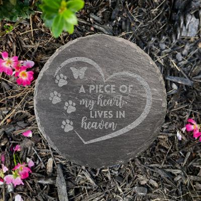 Gedenkstein für Haustiere mit Gravur „Ein Stück meines Herzens lebt im Himmel“ – Geschenke zum Verlust von Katzen, Hunde, Grabstein für Hunde