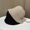 Japanese Sweet Bow Knitted Bucket Hat Women'S High-End Feeling Warm Ear Protector Basin Hat Rear Split Bucket Hat