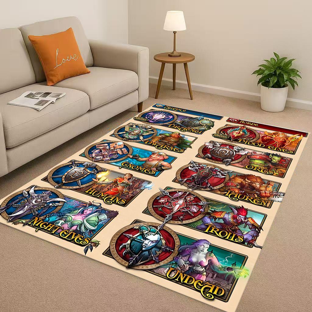 3D WOW World of Warcraft Game Demon Hunter Arthas Living Room Non Slip Area Rug Carpet for Bedroom Playroom Sofa,Home Doormat