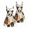 Women Plus Size Off Shoulder Strappy Sleeveless Fitted Waist Ghost Pumpkin Print Flared Dress