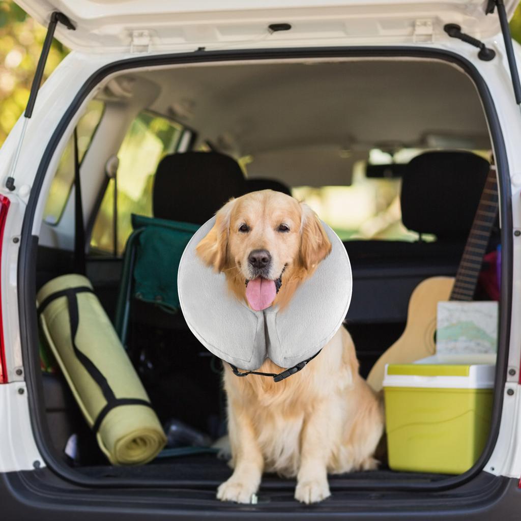 Inflatable Pet Protective Collar Adjustable Soft Fabric Anti-Bite Anti-Scratch Recovery Neck Cone for Dogs and Cats