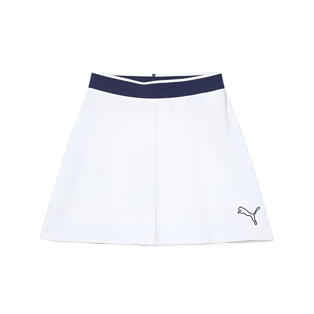 Puma Fashion Color Block Breathable Brand Logo Design Casual Skirt Women Skirts White Blue Navy 671728-02