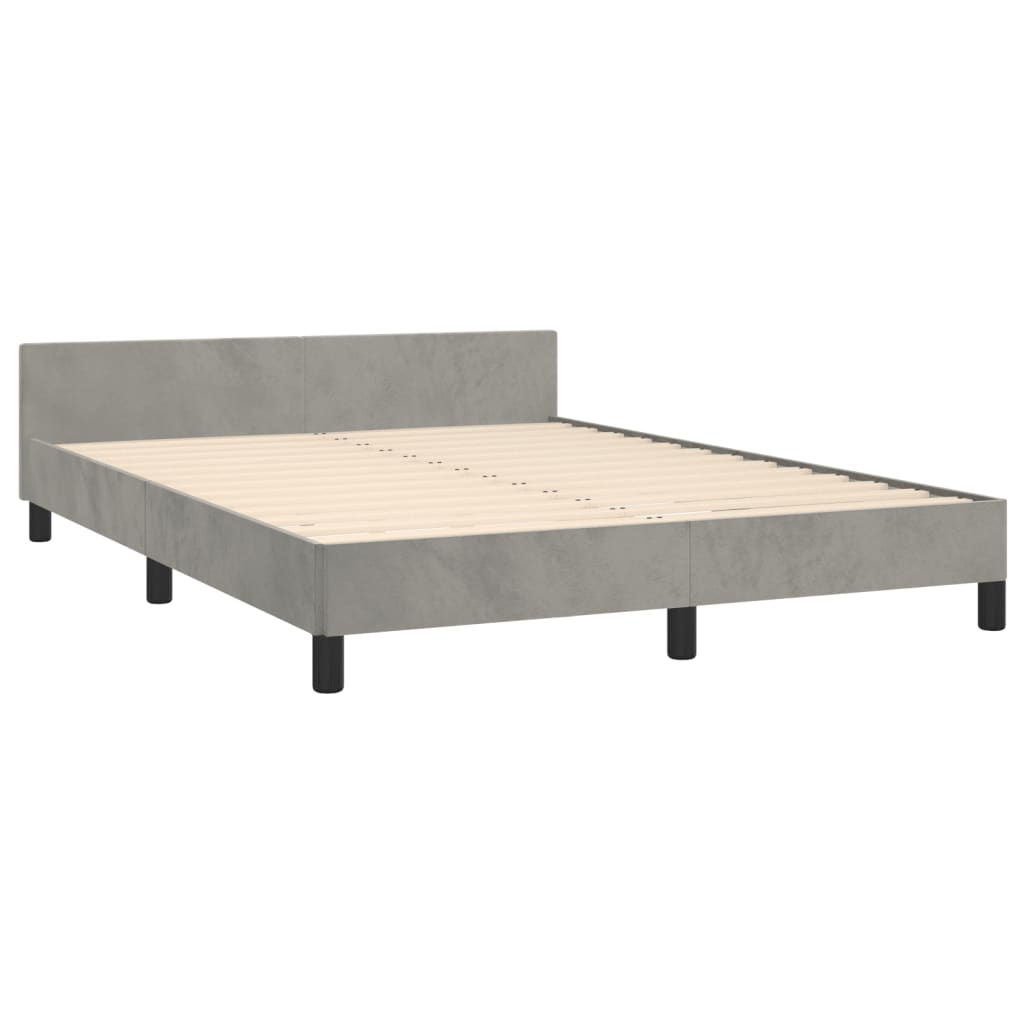 Bed Frame without Mattress Light Grey 140 x 190 cm Velvet