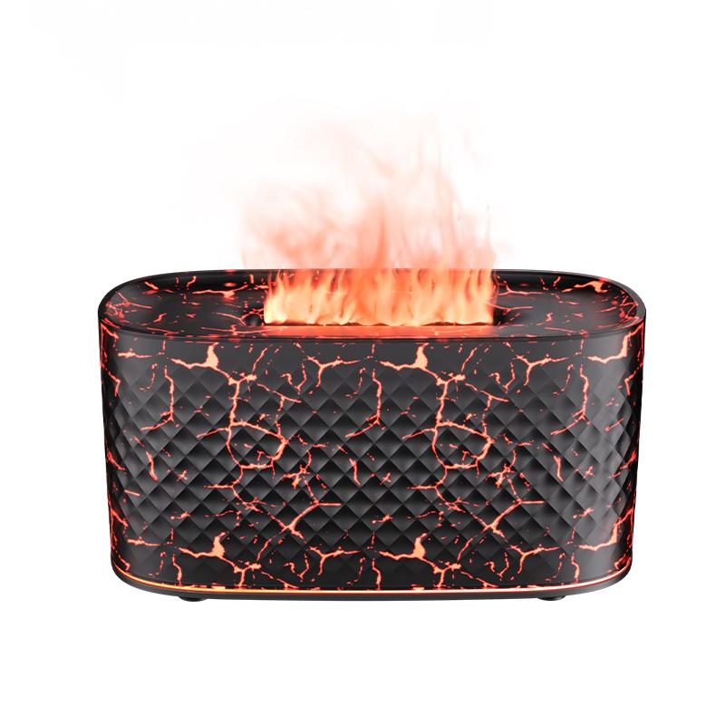 Diffuseur d'arômes à flamme vacillante - Brume automatique, Compact pour la maison/l'hôtel, Diffuseur d'huiles essentielles à grain de bois craquelé