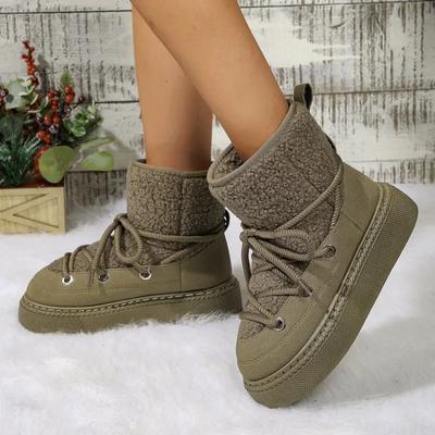 Cold-proof and Warm Winter Ladies Shoes  New Lace Up Design Women’s Platform Boots Waterproof Anti-slip Fashion Short Boots