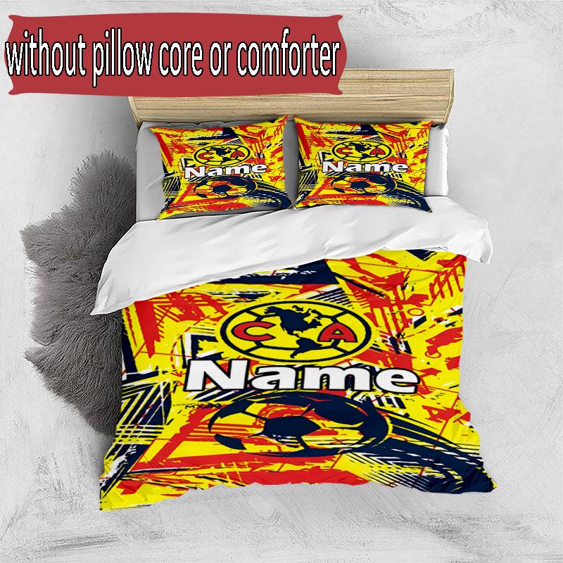 3pcs Duvet Cover Set (1*Duvet Cover + 2*Pillowcase, Without Core), Custom Name Club America Pattern Bedding Set, Home Bedroom Decor Gift