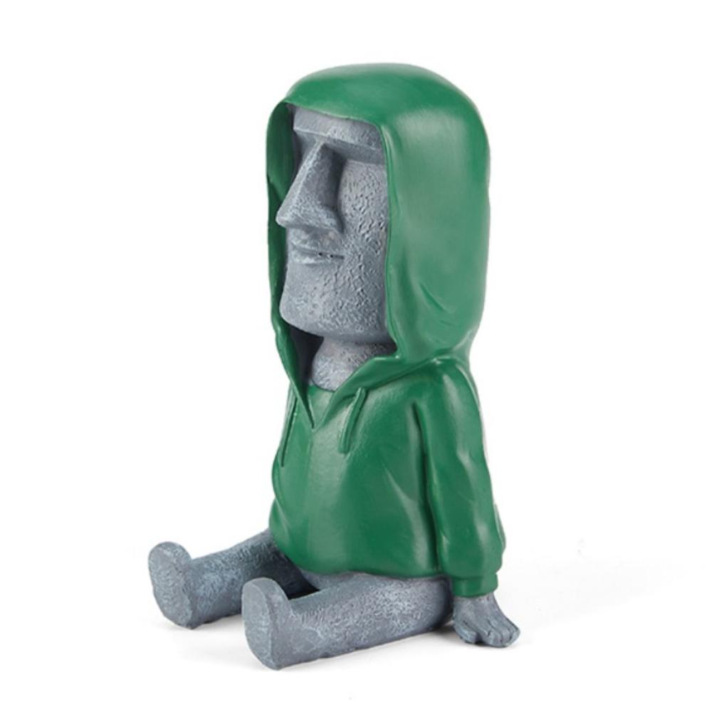 

Anti-slip Easter Island Moai Phone Holder Ornament Abstract Art Phone Stand Phone Accessories Grey&Green