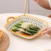 2 Pcs Ceramic Japanese Style Square Plates with Double Ears and Pasta Salad Platessuitable for Microwave Ovens and Ovens