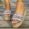 New large size thick-soled slippers women's summer new hemp rope bottom slope heel color matching font