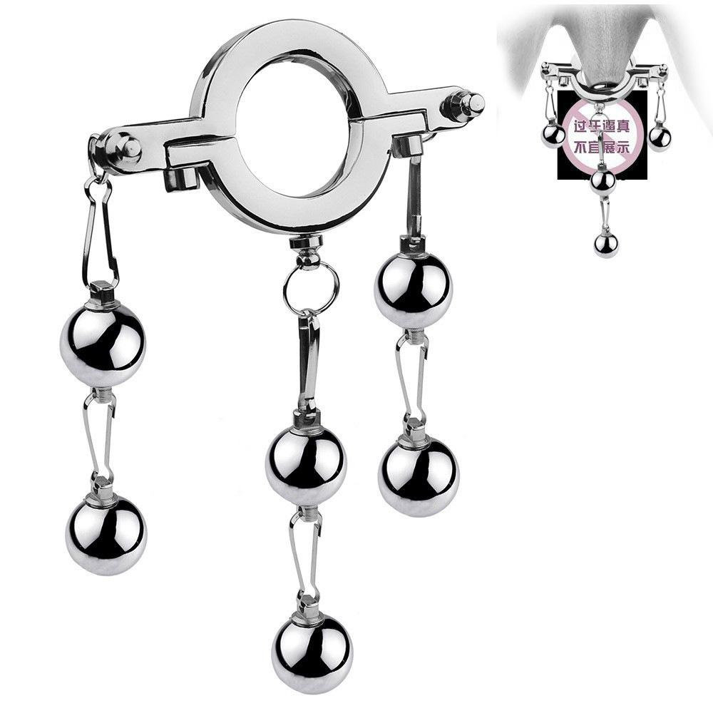 Gay Adult Supplies Metal Toys Horseshoe Ring Penis Ring Weight Bearing Ball Exercise SM Hanging Ball Penis Ring Gravitational Ball