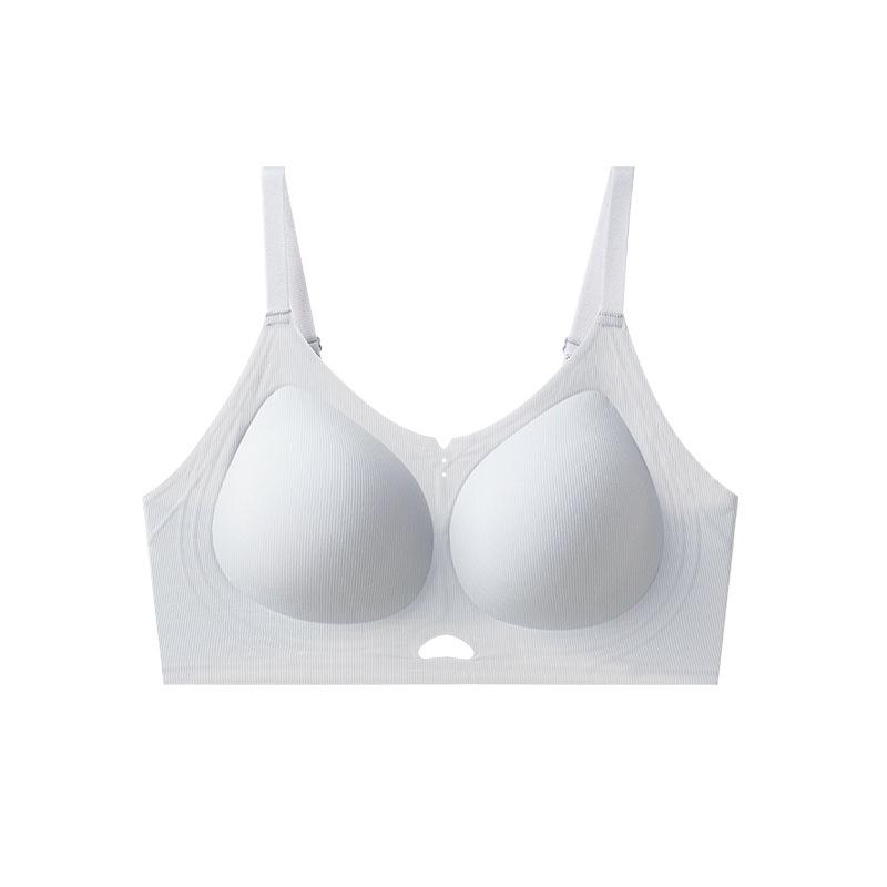 

Traceless women s thin style without steel ring, double breasts, anti-sagging lift, comfortable and breathable, beautiful back bra M(recommended 45-52.5kg ) светло-синий