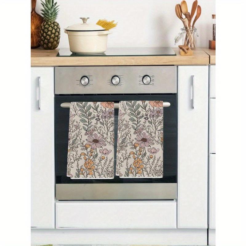 2 Stück Vintage Blumen Geschirrtücher, Küchentücher 70er Retro Stil Geschirrtücher Koch Geschirrtücher