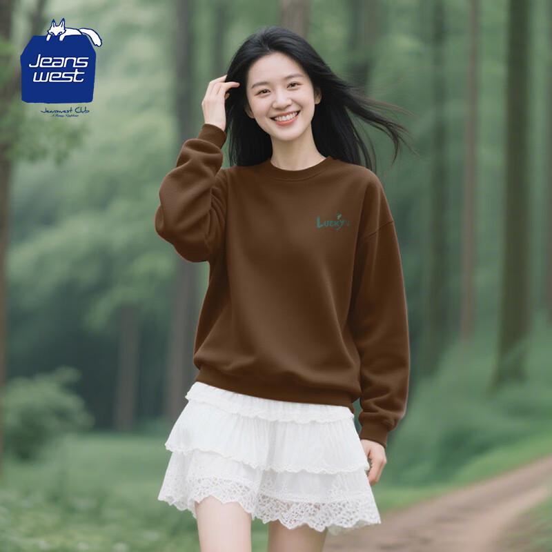 JEANSWEST CLUB Women s 2025 Autumn Loose Fit Crewneck Sweatshirt 2XL