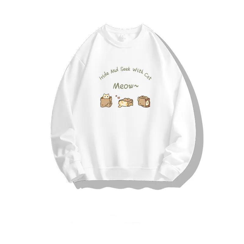 Premium Women's Pure Cotton Printed Hoodie: 2025 Autumn/Winter Slimming Pullover for Plus Sizes