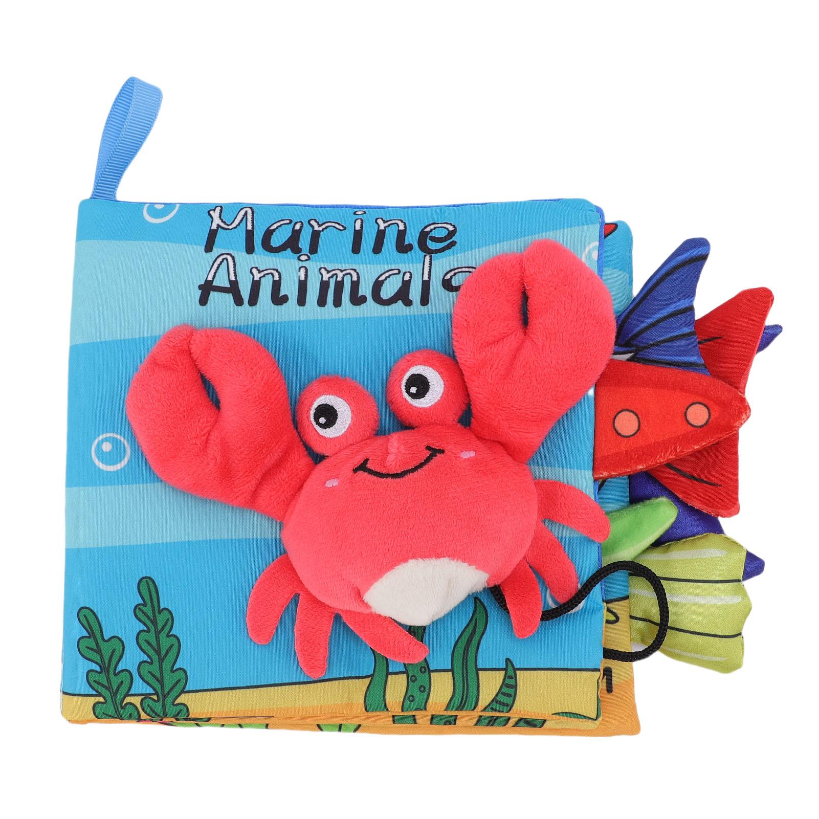 

Baby Cloth Book Rich Patterns Colors Soft Early Learning Crinkle Fabric Book with Tails for Infant