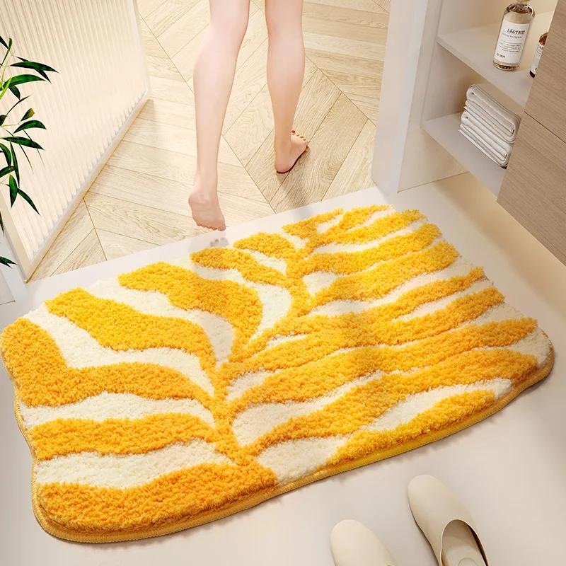 Colorful Tufted Bath Mat - Plush Microfiber, Fast Drying & High Absorbency, Non-Slip TPR Backing, Thick Bathroom Rug for Home
