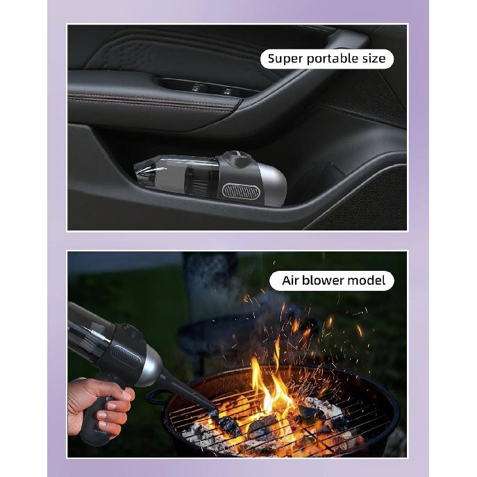 2025 Upgraded Mini Car Vacuum with 12000Pa, Portable 4-in-1 Blowing and Suction Function, Mini Vacuum Cleaner Air Duster Suitable for Quick Cleaning
