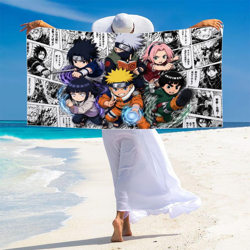 Anime Uzumaki Naruto Print Beach Towel, Large Soft Quick Dry Towel for Beach Camping Swimming