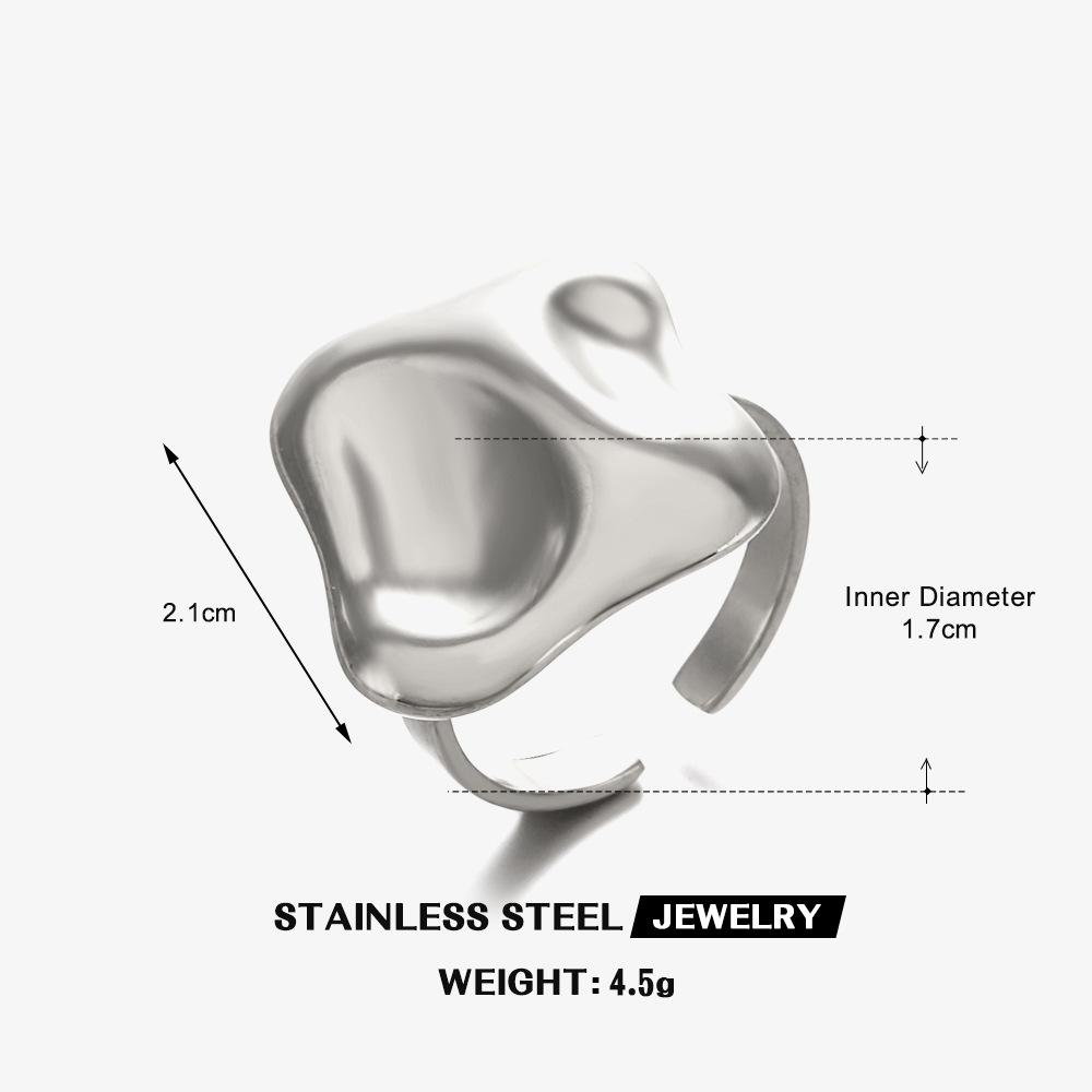 

Popular Polygonal Open Ring Woman Personalized Hammer Pattern Alien Stainless Steel Adjustable Rings Gold Plated Zircon resizable