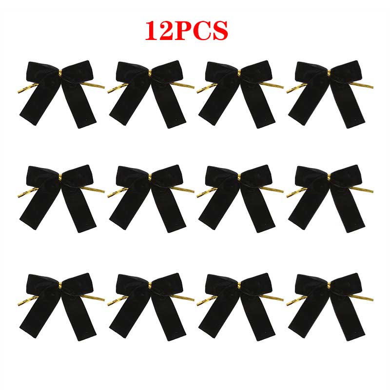 12Pcs Velvet Ribbon Bows Handmade Christmas Tree Hanging Decorations Wreath Gift Bows Christmas Tree Hanging Decorations Bow As picture