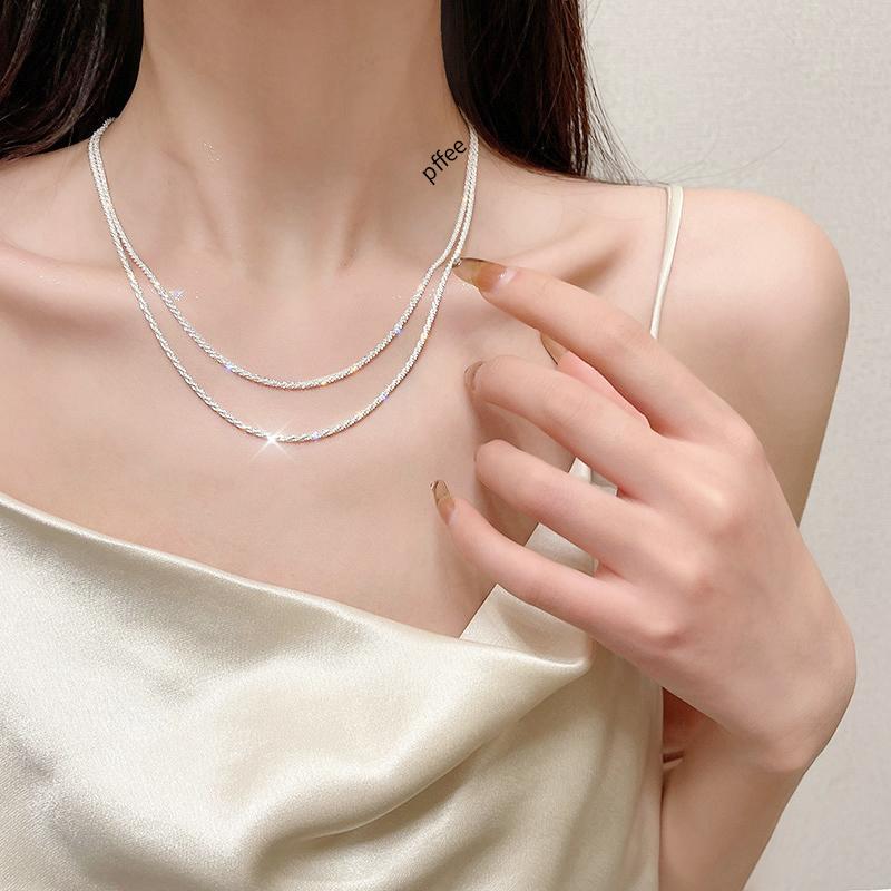 Silver 925 Certified Luxury Woman Jewelry 45cm Chains Necklace For Women Bling Bling Designer Necklaces Female Gift