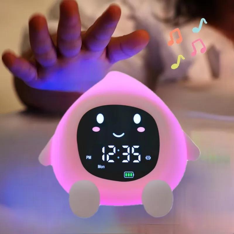 New 2025 Alarm Clock for Kids 6-IN-1 Fruit-Shape Toddler Sleep Training Clock Cute Touch Night Light for Children's Bedroom