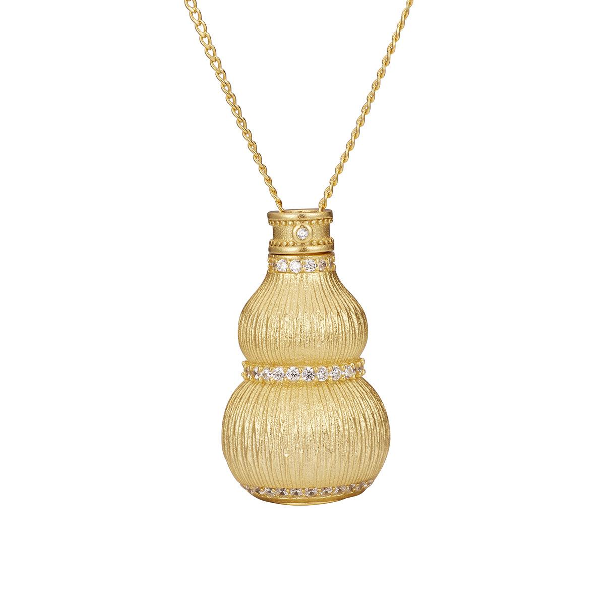 

S925 стерлингового серебра старинное ожерелье Фарадея в форме тыквы на день рождения позолоченное ожерелье с подвеской бога богатства Фушоу Лу мода 925 Silver