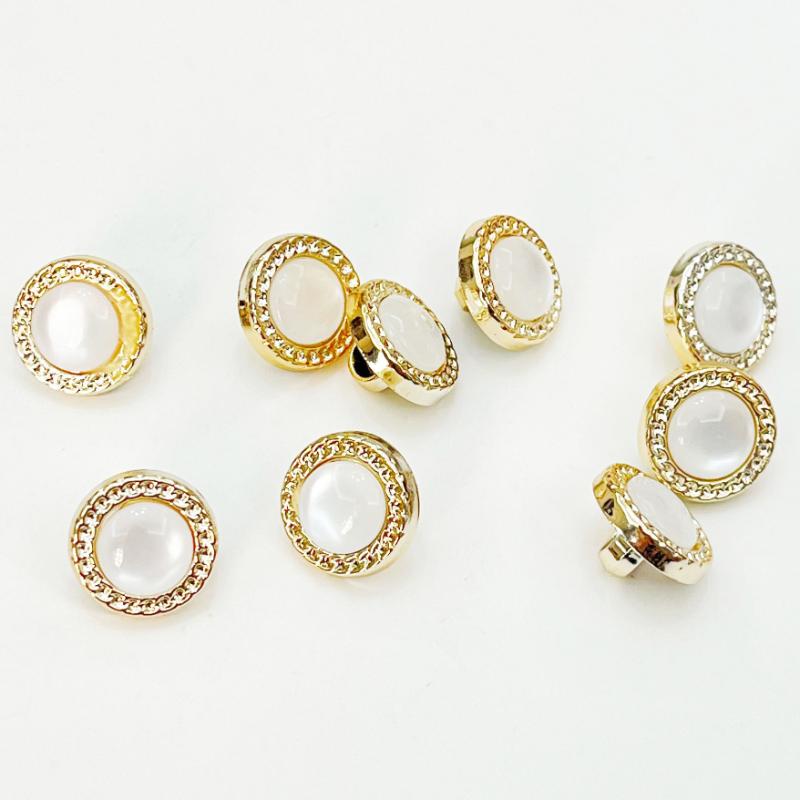 10pcs Retro Women Blazer Gold Metal Pearl Buttons For Clothes Luxury Coat Suit Fashion Handmade Decorations DIY Crafts