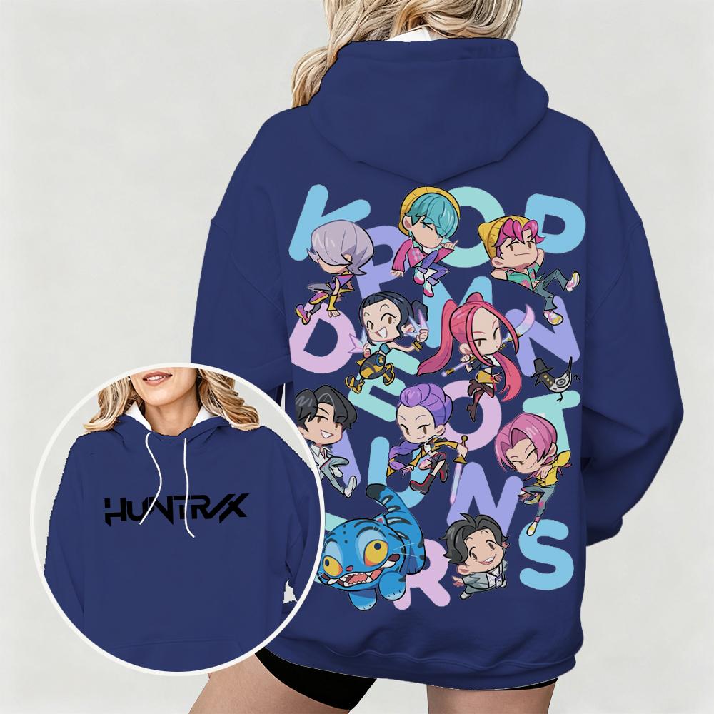 KPop Demon Hunters Cute Animated Characters Print Casual Fashion Daily Hoodie Women's Oversized Comfortable Hoodie