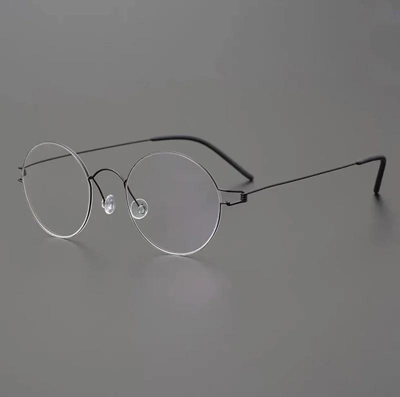 Denmark Design Small Round Glasses Frame Screwless Ultra Light Anti Blue Light Reading Glasses Retro Eyeglasses Men Korea Style