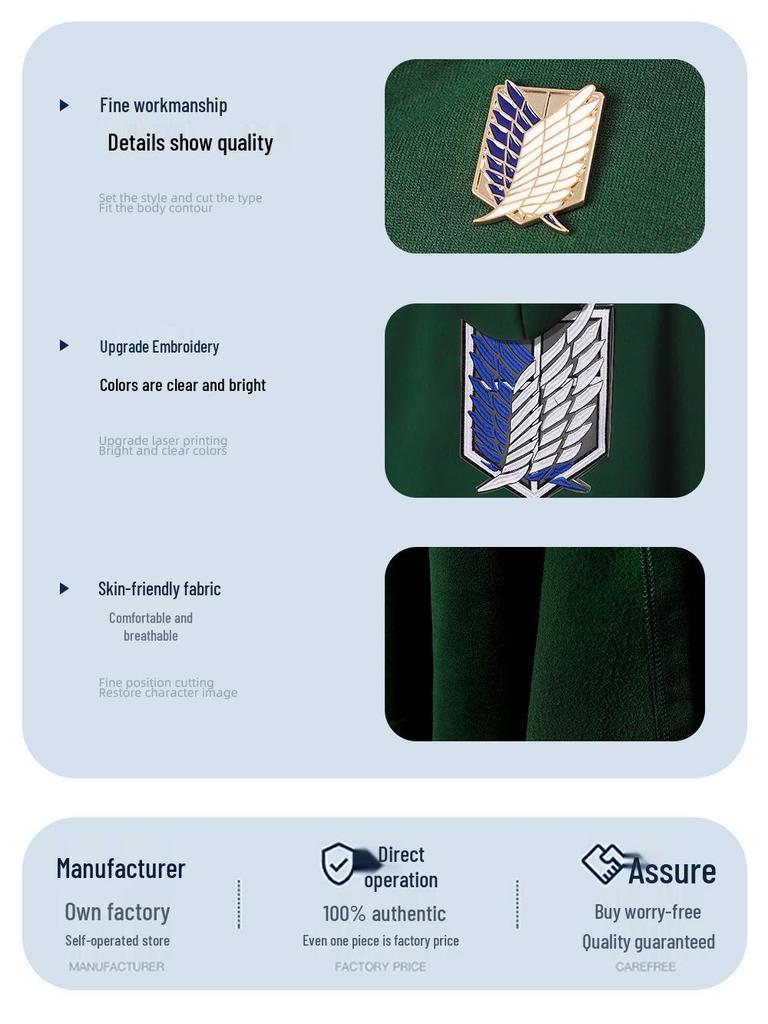 Attack On Titan Captain Cloak Anime Costume for Halloween - Wings of Freedom Green DIY Toy Role-Playing