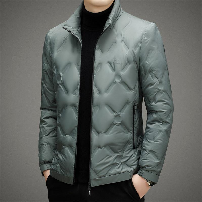 Winter Men's Lightweight Stand-collar Down Jacket, Young and Middle-aged Fashionable Simple Solid Color Cold-proof Down Jacket for Men