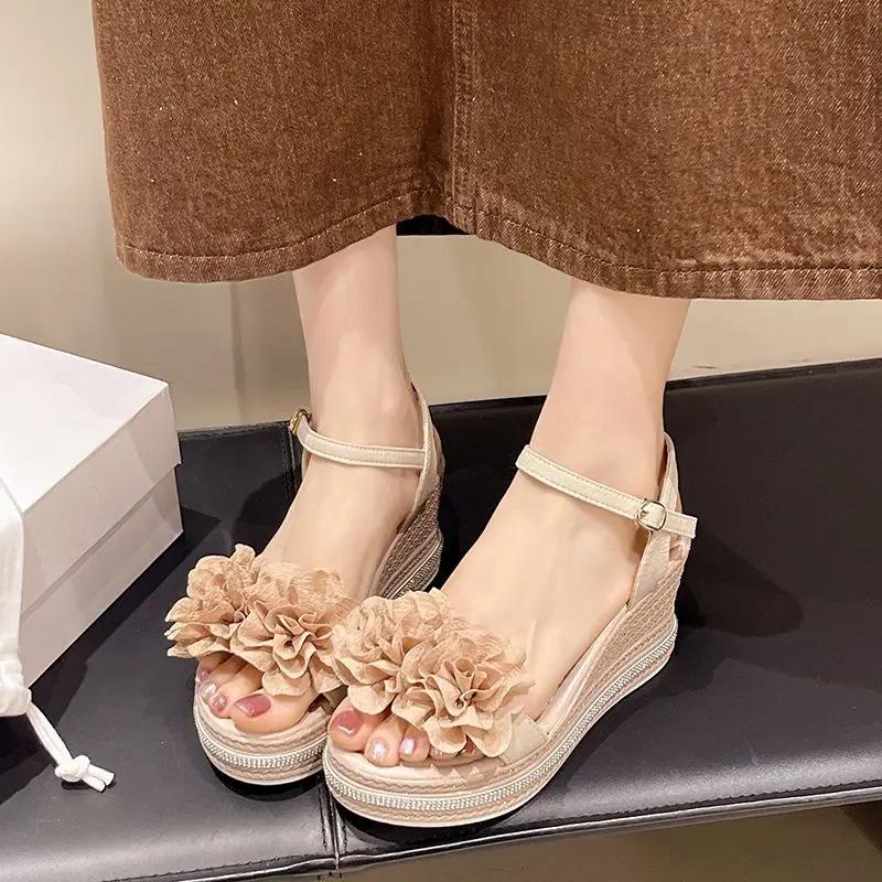 Fashion Platform Open Toe Korea Sandals for Women Sales Luxury Summer New Breathable Fashion 2025 Comfortable High Quality Woman Shoes