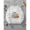 Crewneck Sweatshirt for Girls Featuring an Adorable Pattern of Puppies And Paw Prints. It'S Machine Washable, Suitable for Spring And Autumn