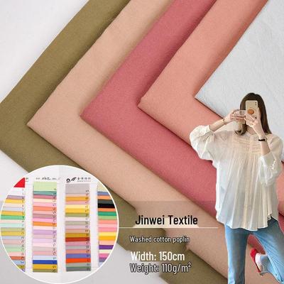 40s Washed Cotton Poplin Embroidered Fabric for Children's Dresses & Women's Shirts