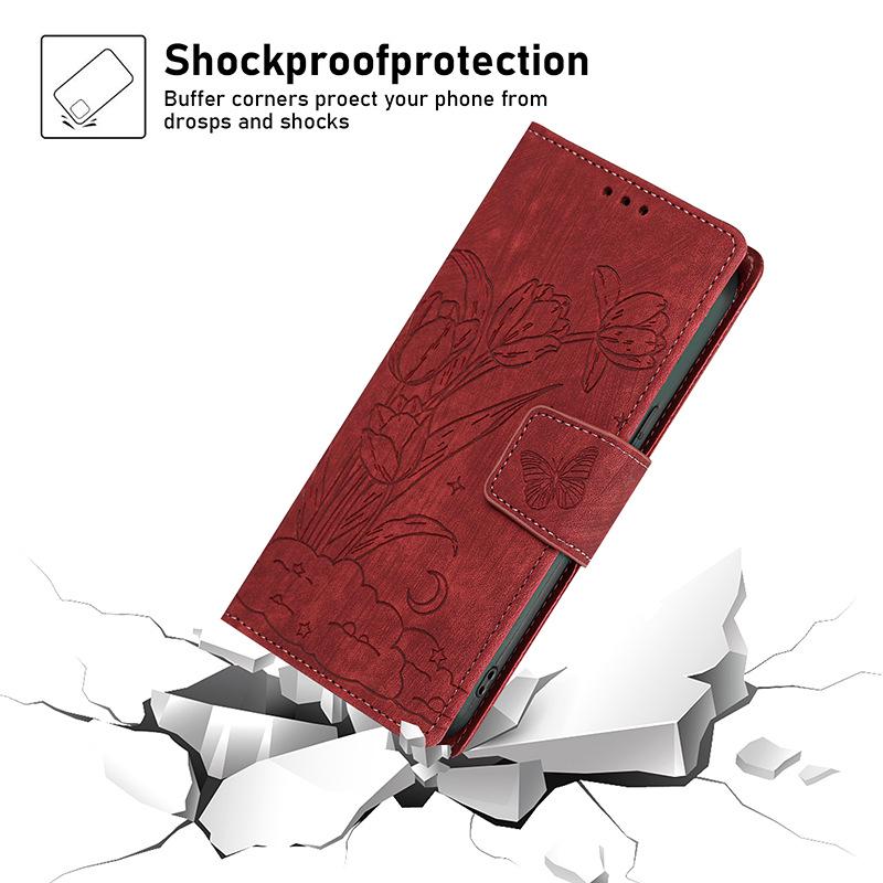 Anti-fall Embossed Leather Phone Case for Sharp AQUOS Wish 5, Fujitsu Arrows We 3, Kyocera, ZTEN