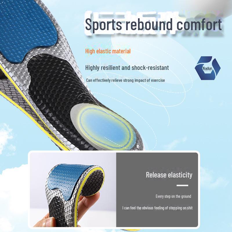 High-Elastic Shock-Absorbing Arch Support Insole: Antibacterial, Deodorizing, Breathable for Active and Leisure Use.