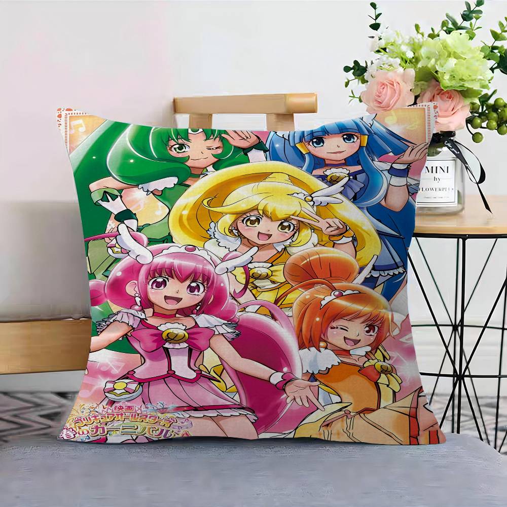 Precure Anime Pillow Covers Cartoon Sofa Decorative Home Double-sided Printing Short Plush Cute Cushion Cover