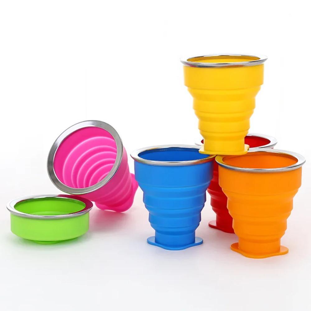 Outdoor Portable Silicone Folding Water Cup, Multifunctional Telescopic Water Cup, Candy Silicone Mouthwash Folding Cup