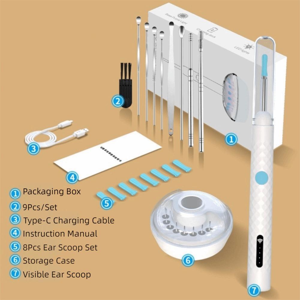 

USB Charging Visual Ear Sticks Ultra Thin 4.2mm Ear Cleaner Ear Hair Inspection белый