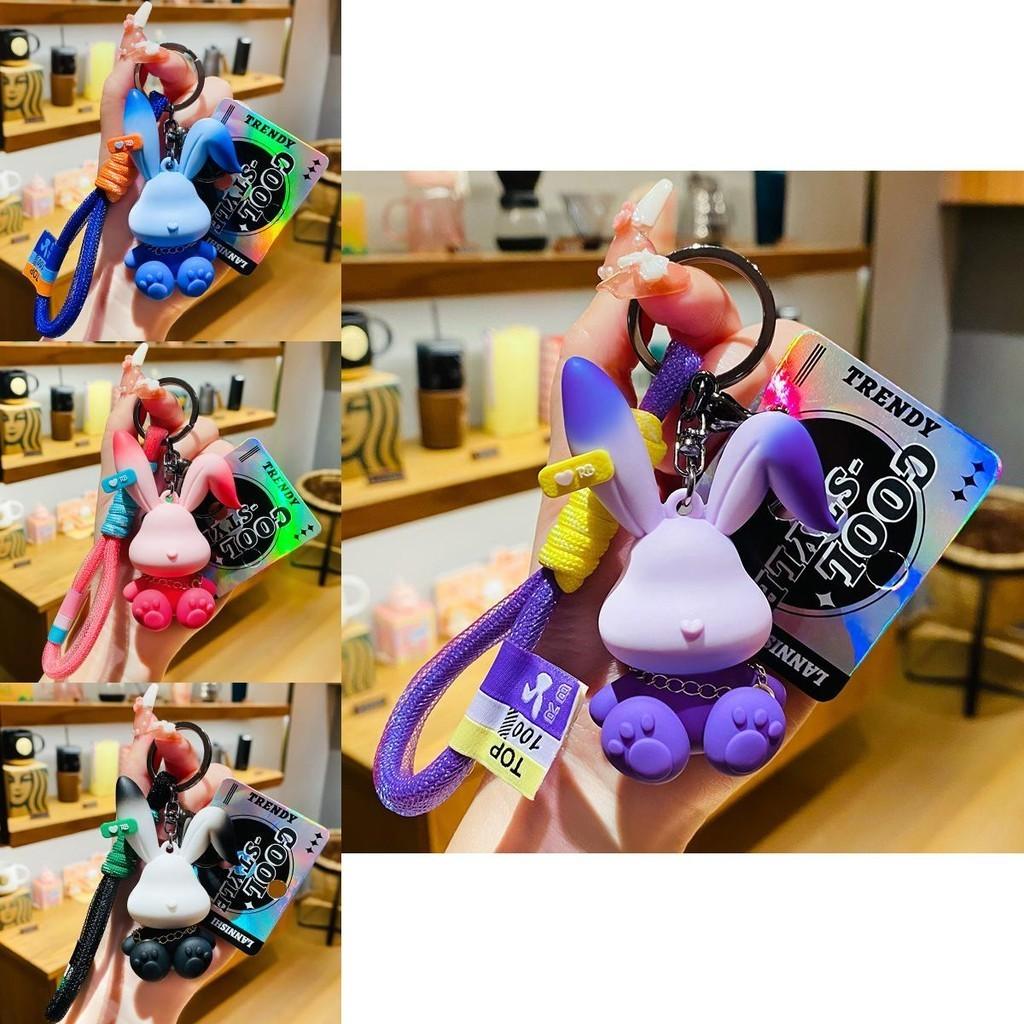 Creative Gradient Rabbit Bag Charm Adorable Pvc Key Accessory For Graduates