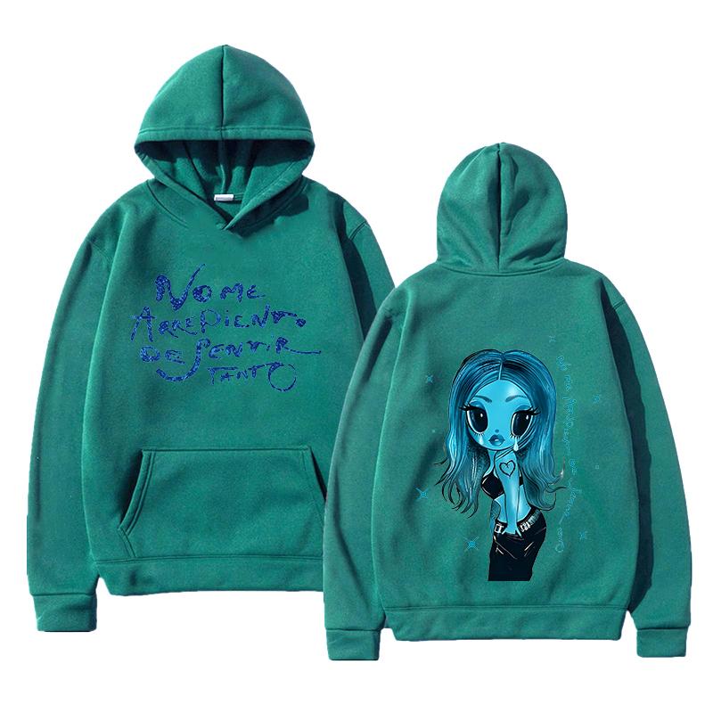 Karol G No Me Arrepiento De Sentir Tanto Hoodies Long Sleeve Casual Unisex Streetwear Hooded Fashion Women Sweatshirt Print Tops
